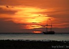 Fake pirate cruise-ship sailing in the sunset. (Gili Islands, Indonesia 2010) [Shot with: compact cam]